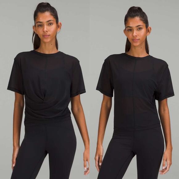 Lululemon Lightweight Mesh Reversible Yoga T-Shirt Black Athleisure - Picture 1 of 7